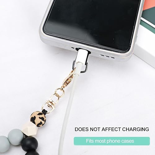 Miniatura 17 de Correa de muñeca de teléfono con cuentas de silicona de mármol, cordón para teléfono celular con pestaña de sujeción, pulsera elástica manos libres