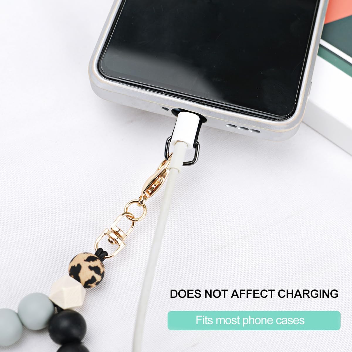 Correa de muñeca de silicona con cuentas de mármol para teléfono, cordón desmontable para teléfono celular con pestaña de sujeción, pulsera elástica manos libres, agarre ajustable para teléfono para