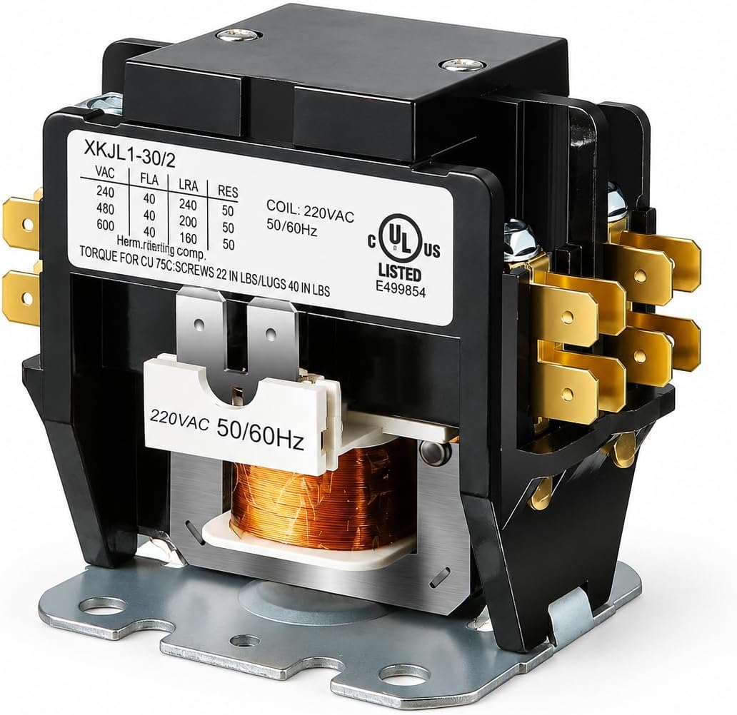 AMAZOR Double Pole Magnetic Contactor Relay for Outdoor Air Conditioner 220v (Universal Uses)