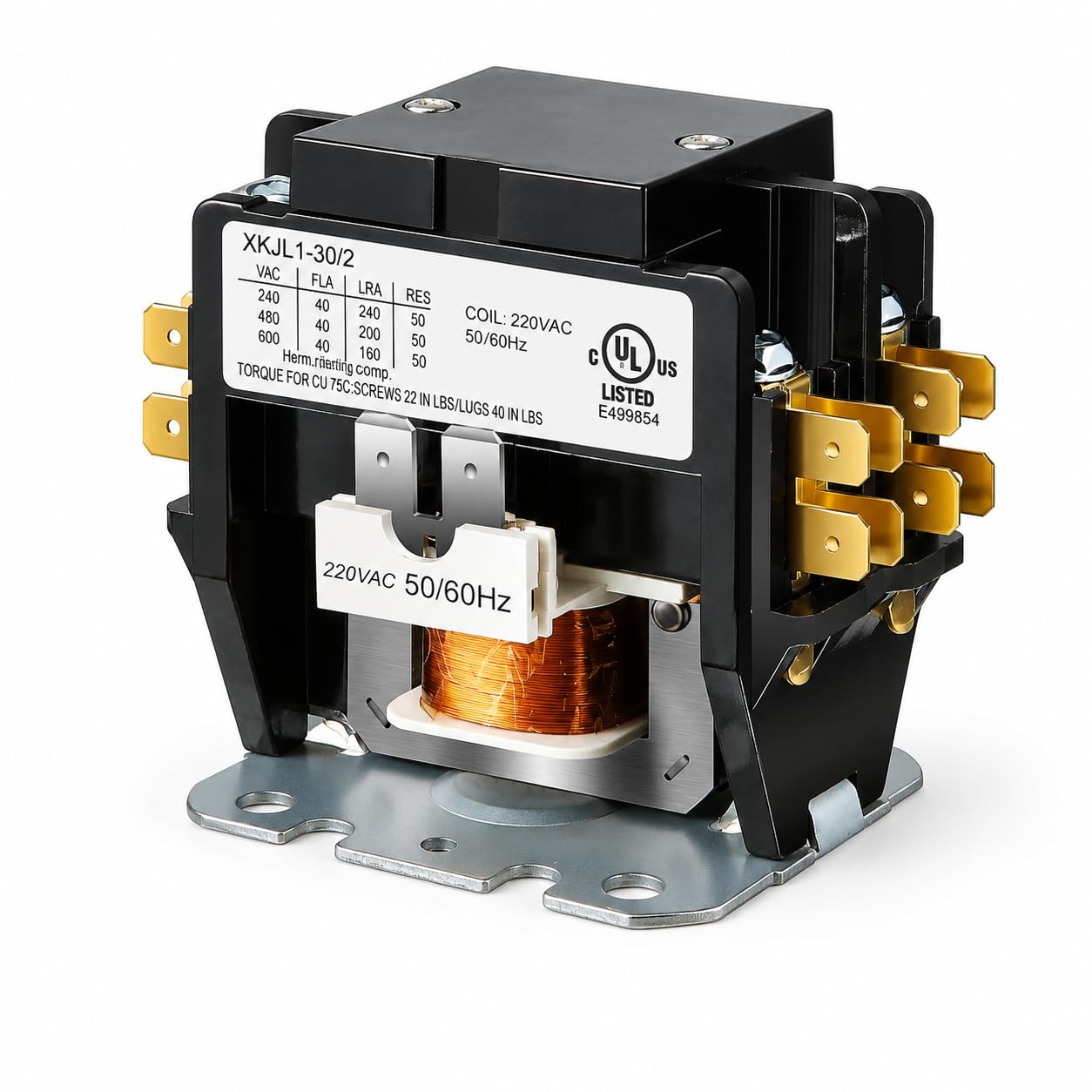 sanavya 30a 2-pole contactor 220v ac coil | heavy duty motor starter relay switch for industrial machines, motor panels, hvac & home automation | durable electrical contactor 30 amp