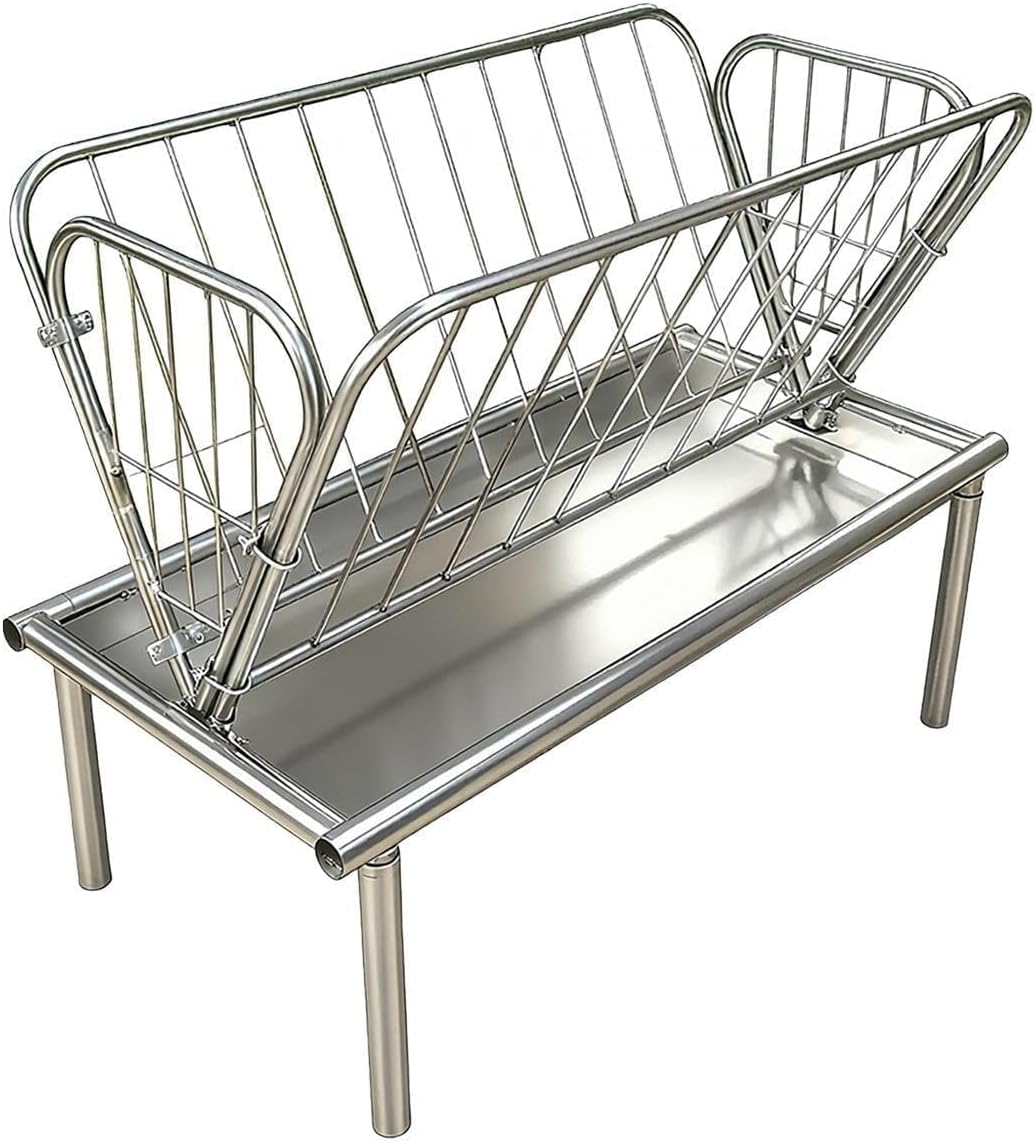 Large Capacity 47" L x 22.5" W x 38" H Pasture Grain Hay Feeder, Galvanized Steel Horse Goat Feeder, Heavy Duty 2-in-1 Horse Goat Feeder, Easy Assembly Hay Feeder for Goats Horses Farm Pasture