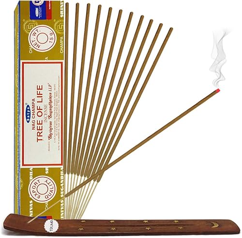 Vista 81 de Satya Sai Baba Nag Champa - Varitas de incienso de 0.53 oz y soporte - Paquete de 6 (aproximadamente 90 varillas)