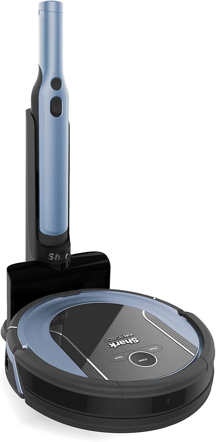 Shark ION Robot Vacuum Cleaning System S87 with Wi-Fi, Bonus Robot Dock & 8-ft. BotBoundry Strips, Ice Blue