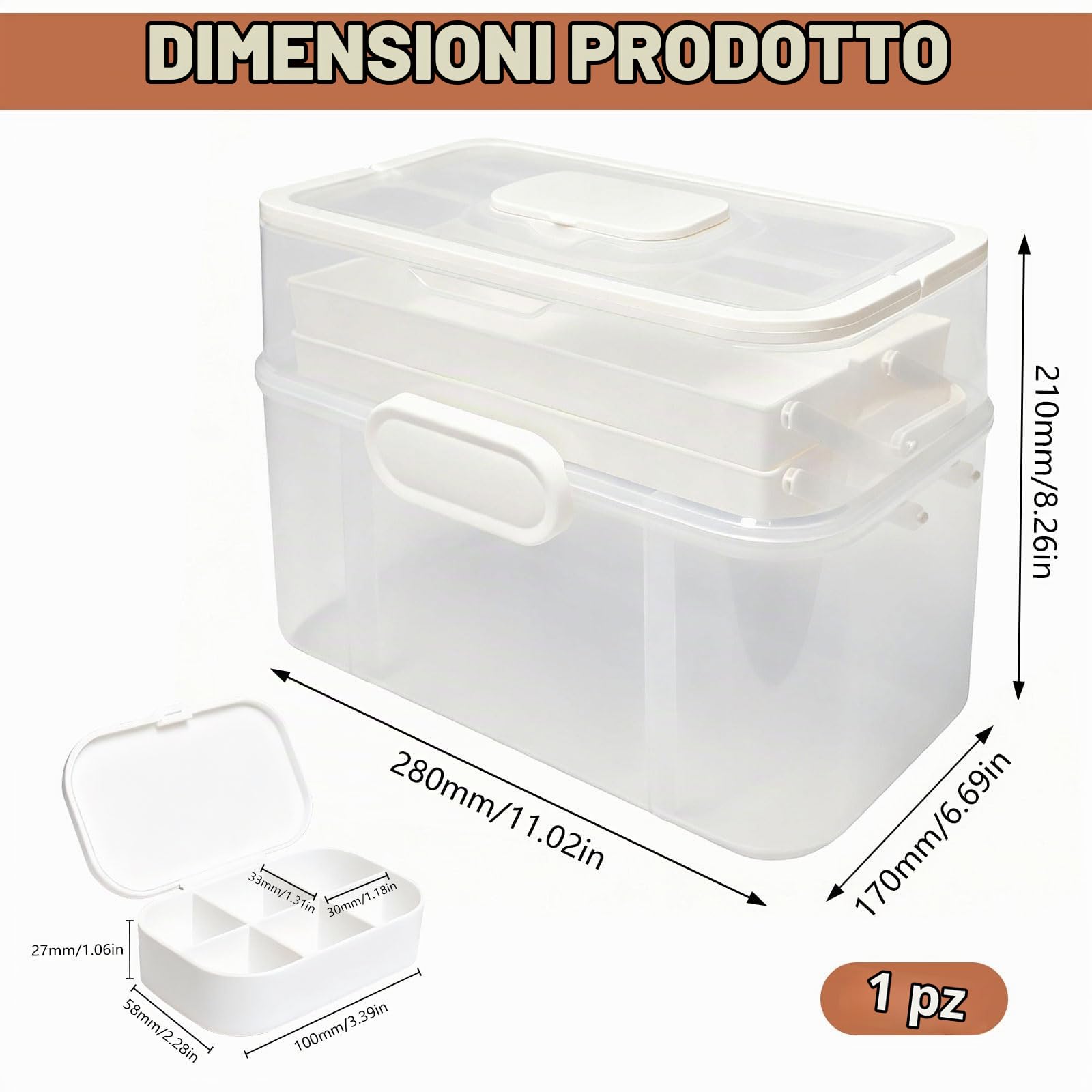 Scatola per Medicinali a 3 Strati Porta Valigia Organizzatore | per Armadio Casa Cassetta Medicinali Contenitore Pieghevoli con Maniglia per Farmaci, Cosmetici e Pronto Soccorso