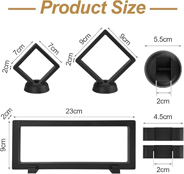 CEITIVE-S 10PCS 3D Floating Display Case, Clear Coin Holder with 16 Sockets | Floating Frame Display Holder Stands, Jewely Storage Boxes Black Frame for Challenge Coins Jewellery Medallion Fossil
