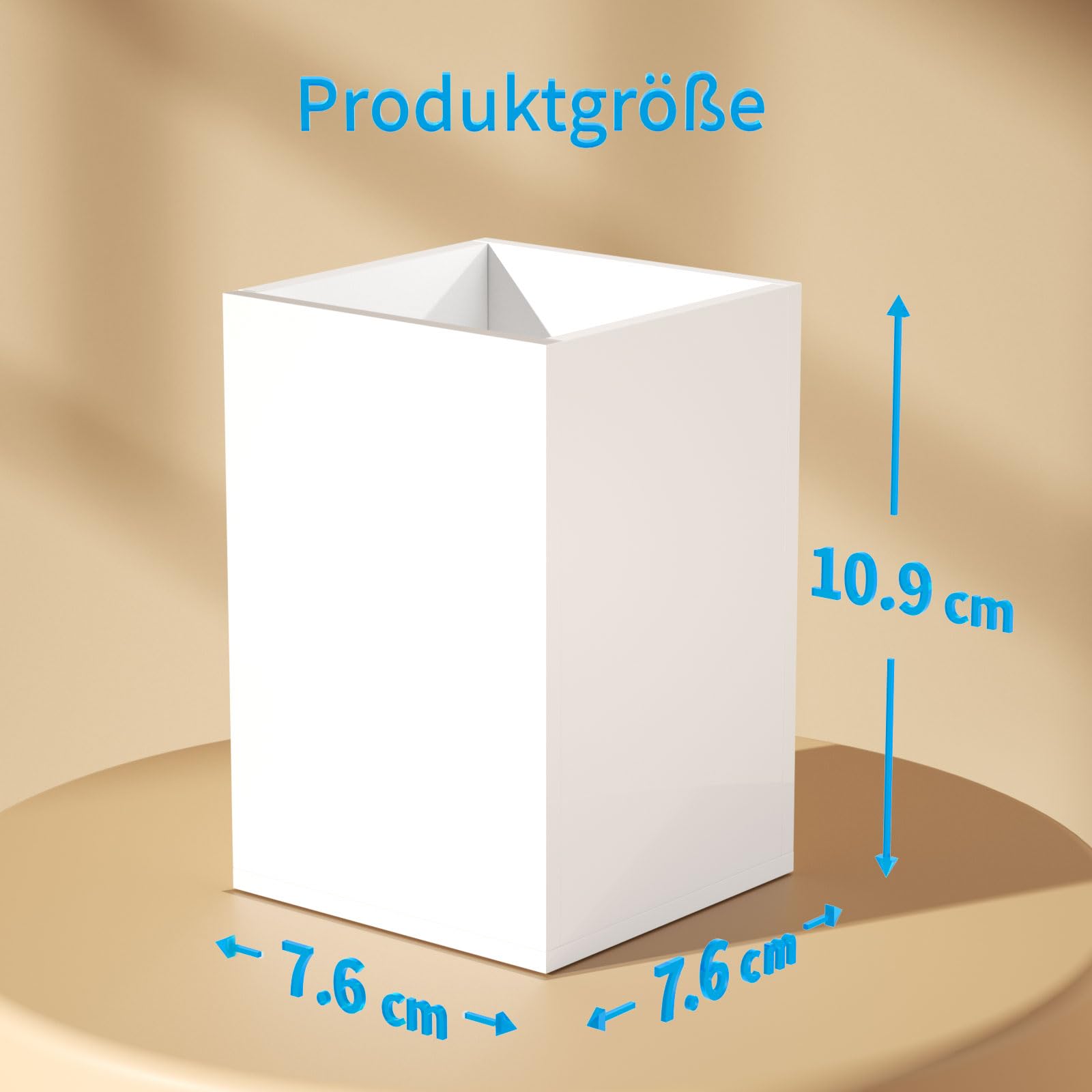 AITEE Portapenne in acrilico bianco, 3 pezzi, portapenne, organizer da scrivania, quadrato, portapenne, portapenne, per ufficio, scuola, uso domestico (7,6 x 7,6 x 10,9 cm)
