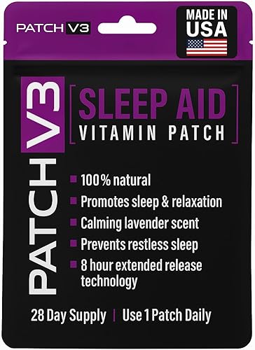 Patch V3 Sleep Aid - Melatonina, magnesio, suplemento de raíz de valeriana - Fórmula vegana natural - lavanda calmante