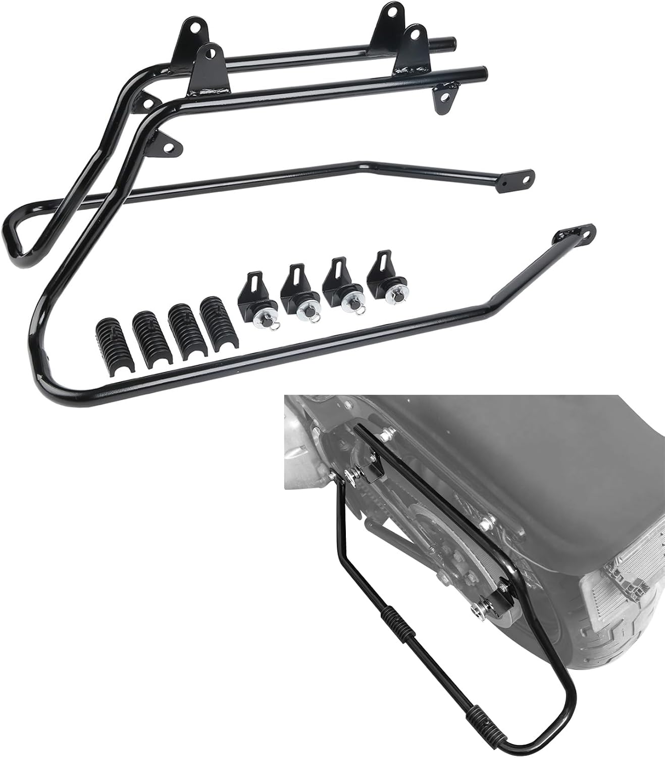 TCMT Black Saddlebag Saddle bag Conversion Brackets Fits For Harley Davidson Fit For Harley Heritage Softail Softail Deluxe 1984-2017 Except for Deuce Models Softail Slim Fatboy