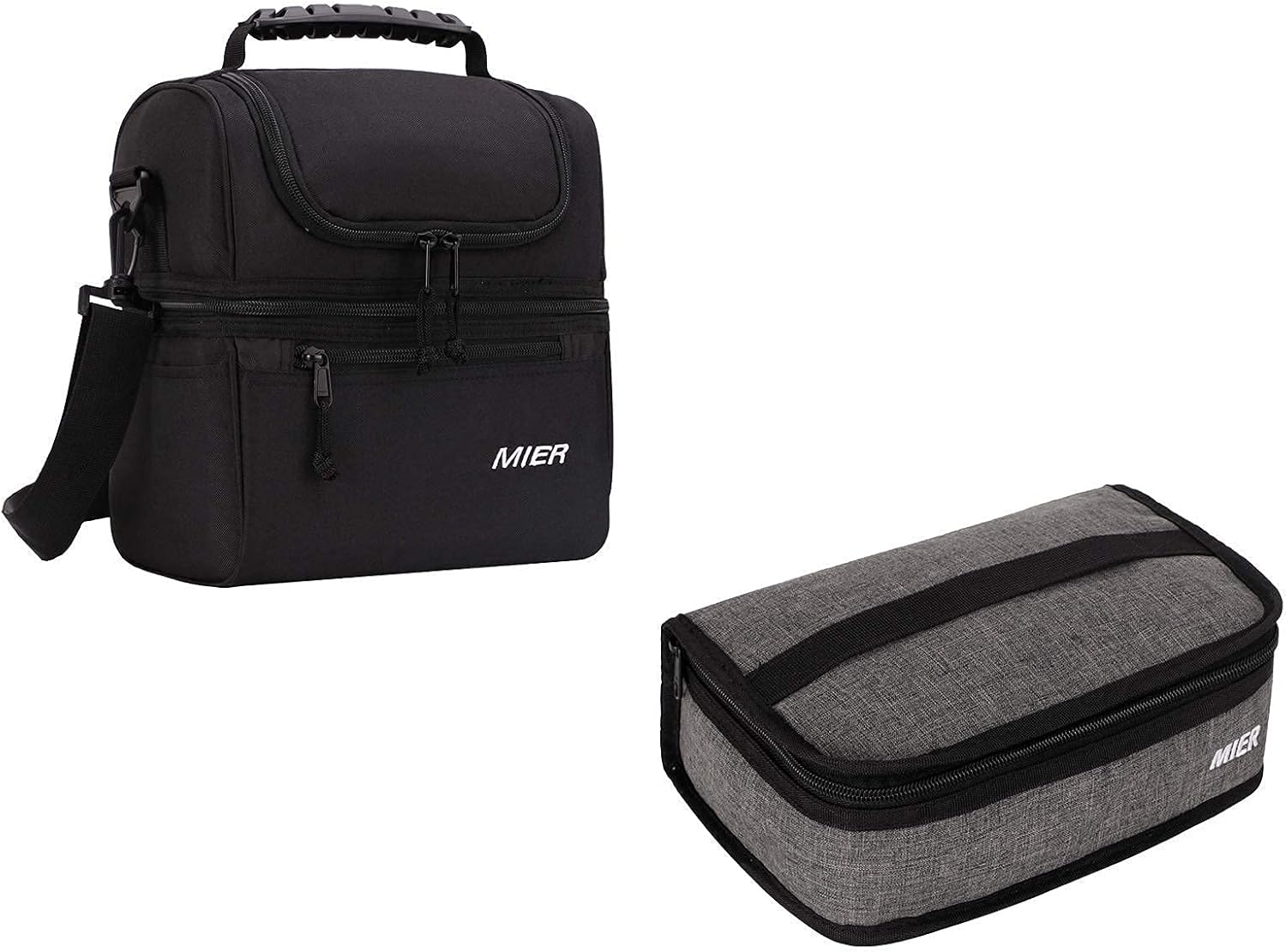 MIER 2 Compartment Lunch Bag and MIER Small Lunch Box Bundle