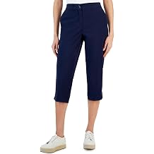 Karen Scott Womens Woven Flat Front Capri Pants