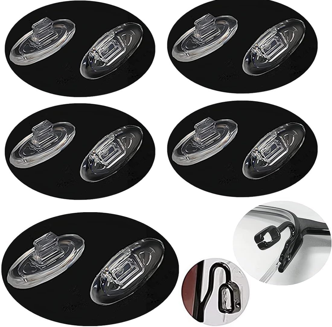 Push in Glasses Nose Pads,5 Pairs Eyeglasses Replacement Nose Piece,Oval Soft Silicone Nose Guards Anti-Slip Eye Pads(Clear,14mm)