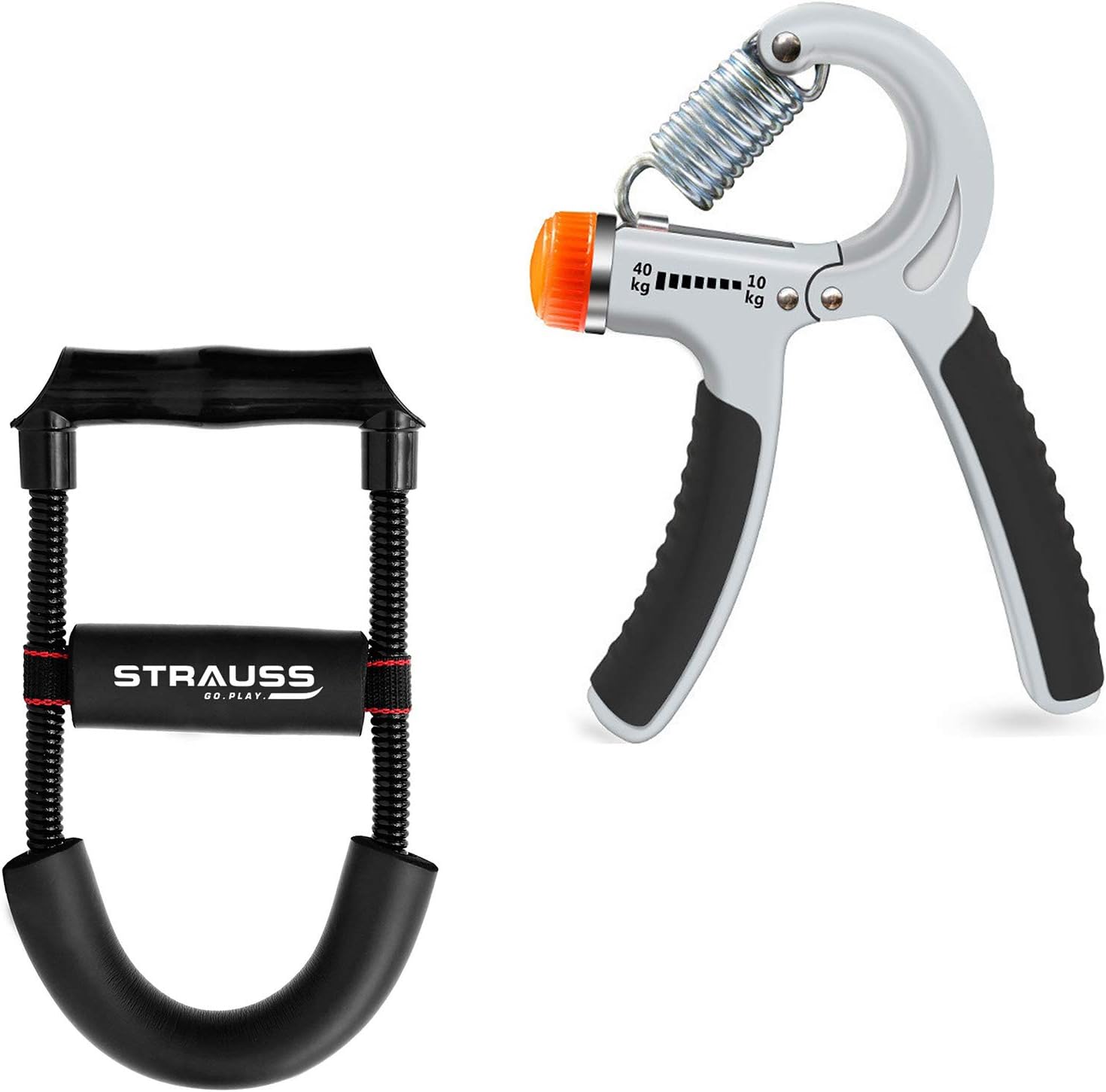 Strauss Adjustable Wrist & Forearm Strengthener (Combo with Hand Grip, Grey)