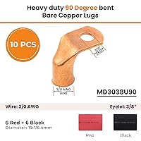 Vista 281 de SELTERM - 2 terminales de anillo resistentes para cable de batería, calibre 4 AWG, pernos de 3/8 pulgadas, terminales de calibre 4, ojales de cobre