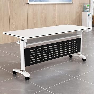 Conference Table On Casters, Multifunctional Rectangular Movable Training Table, One-touch Side Flip, Free Splicing Can Be Used As A Conference Table, Training Table Rectangular Table160*50cm/63*19.7