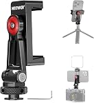 NEEWER Metal Phone Tripod Mount with Cold Shoe NATO Clamp Compatible with DJI RS5 RS4 RS3 Pro RS2 RSC2 Gimbal Stabilizer, 180° Tilt Phone Clip Holder Compatible with iPhone 15 Pro Camera Cage, GA010