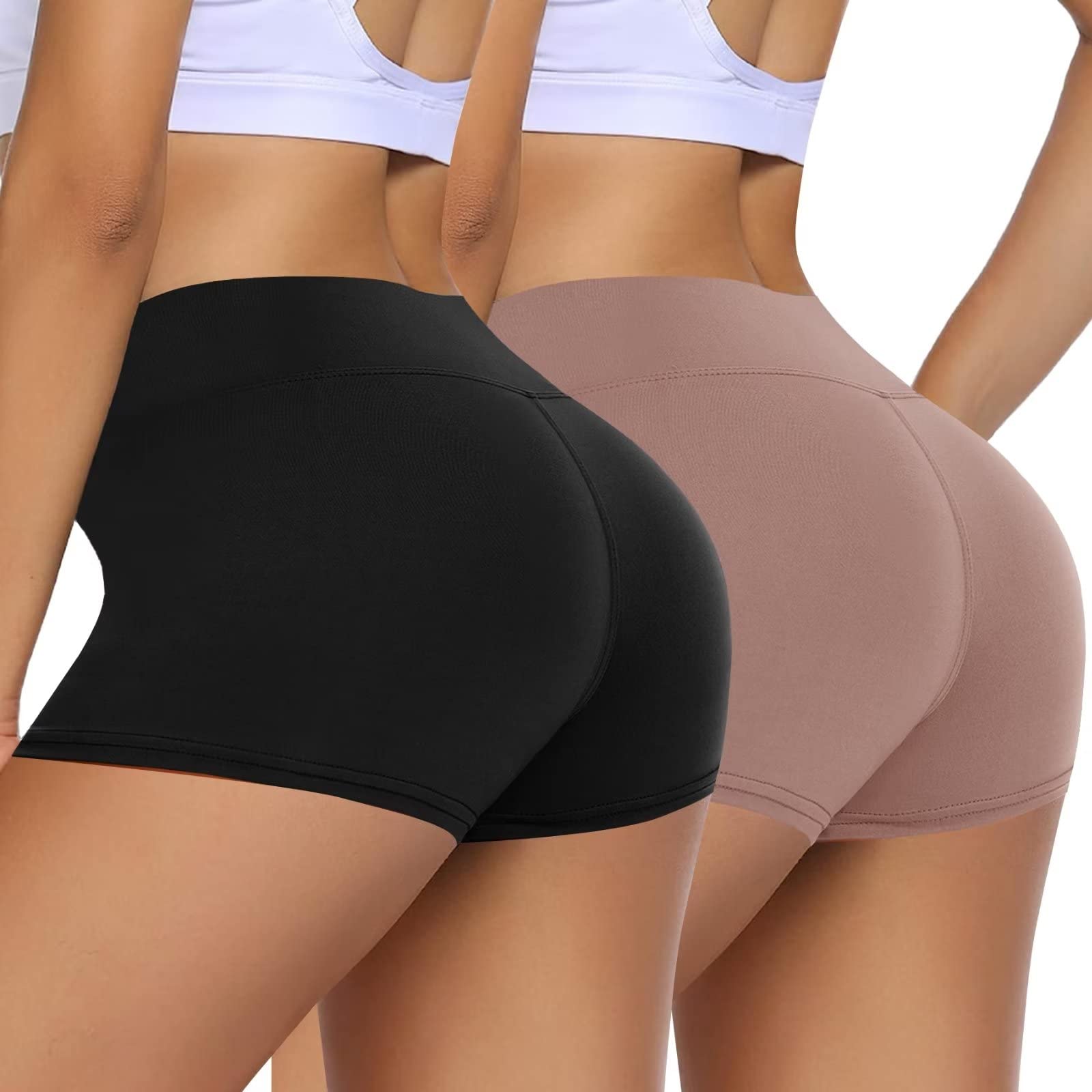 HIGHDAYS Legginsy dla kobiet – legginsy treningowe z wysokim stanem, kontrola brzucha, nieprzejrzyste, wąskie, miękkie spodnie do jazdy na rowerze, jogi, biegania, Czarny/cera, S-M