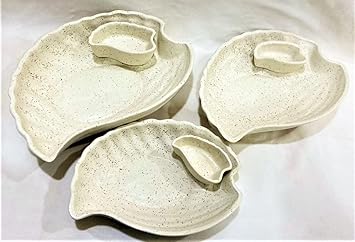 Your Local Store_White Ceramic Chip & Dip Snack Platter Serving Tray ( Set of 3 )