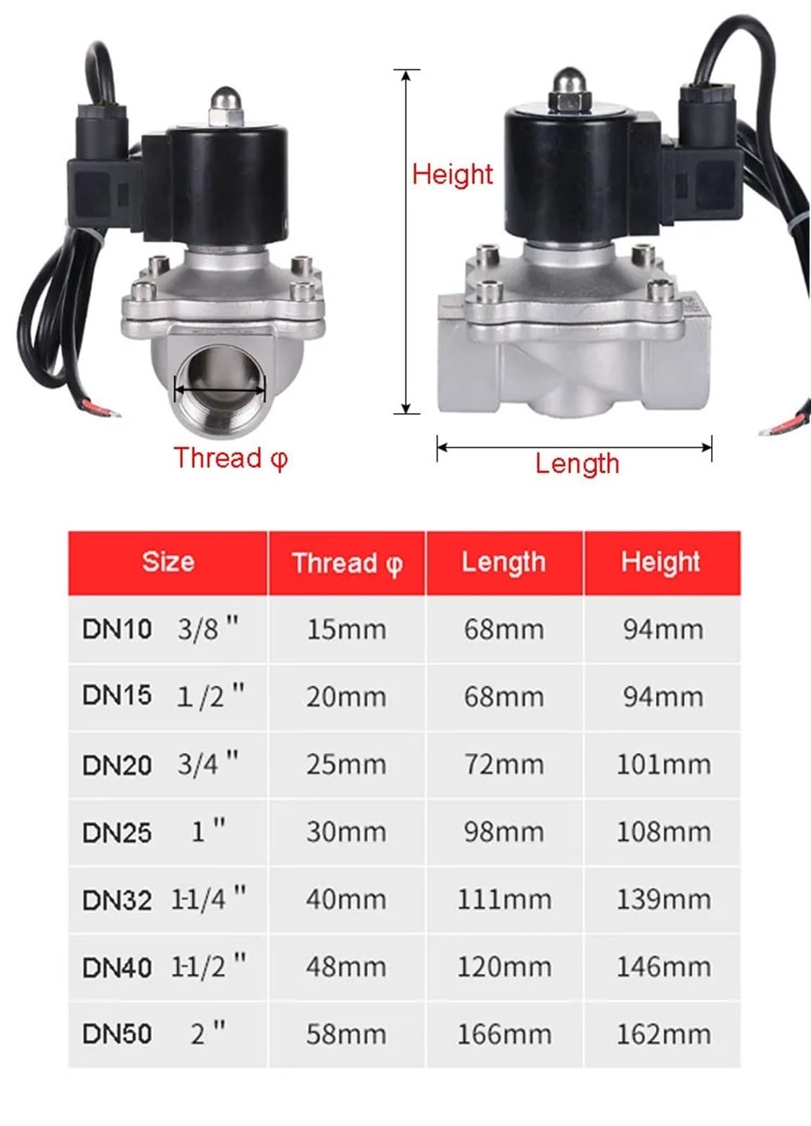 Électrovanne 2" 220 V 110 24 12 Électrovannes étanches normalement fermées for Eau sous-Marine(G-110VAC-EPDM-SEAL)