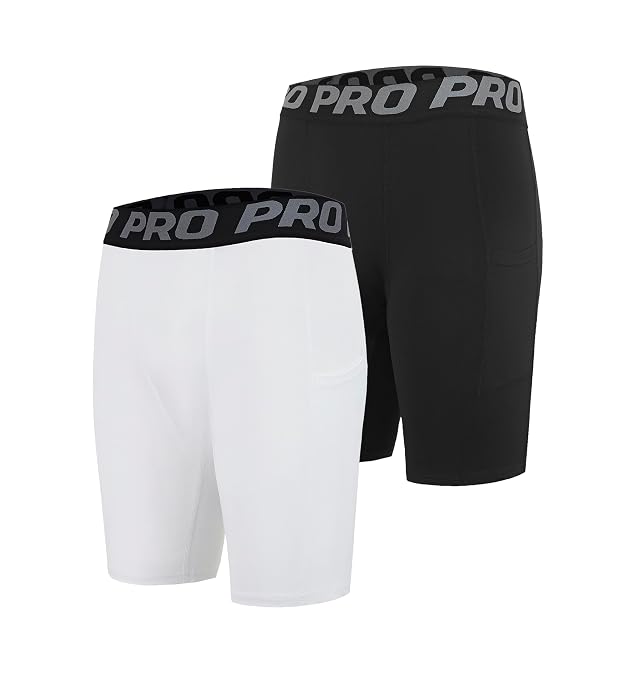 DANI CHINS Mens Athletic Compression Shorts Sports Running Workout Gym Underwear Boxer Shorts with Pockets
