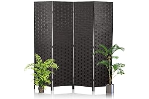 Folding Wooden Screen, 6FT Tall Privacy Partition for Home and Office Decor