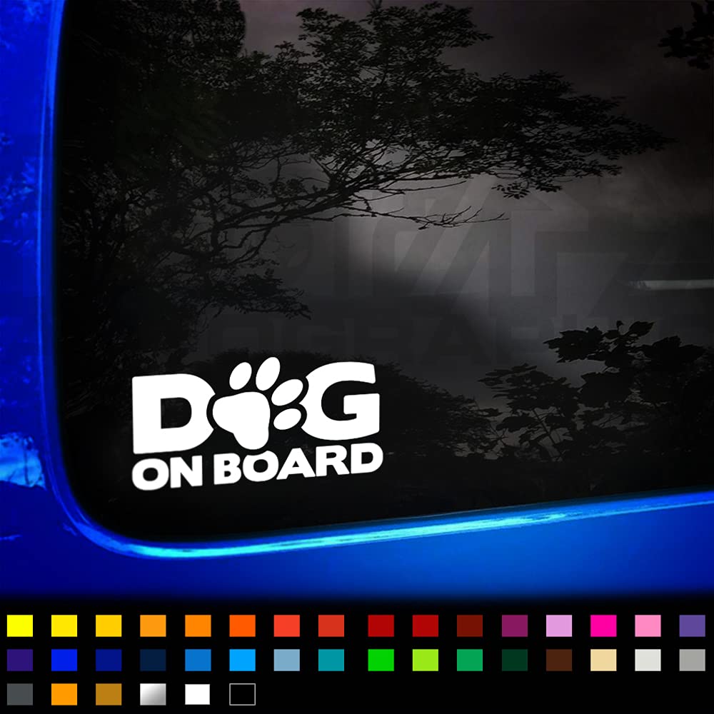Dog On Board Decal for Car Window Bumper, Motorhome, Caravan, Campervan - Vinyl Sticker, 200mm