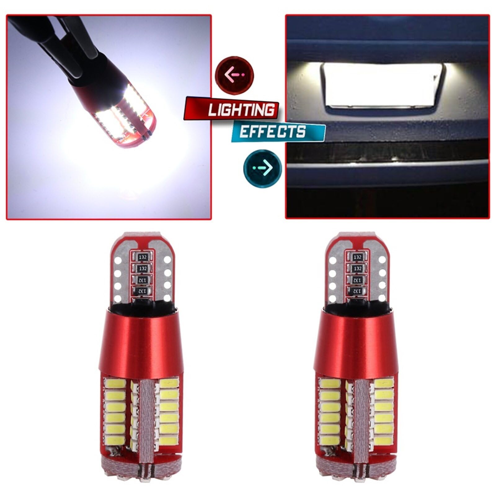 ECCPP 2x Instrument Cluster Dash Panel Lights T10/T15 57SMD Led White W5W 147 152 158 159 161 168 184 192 193 259 280 285 447 464 501 555 558 585 655 656 657 1250 1251 1252 2450 2652 2921 2825 PC