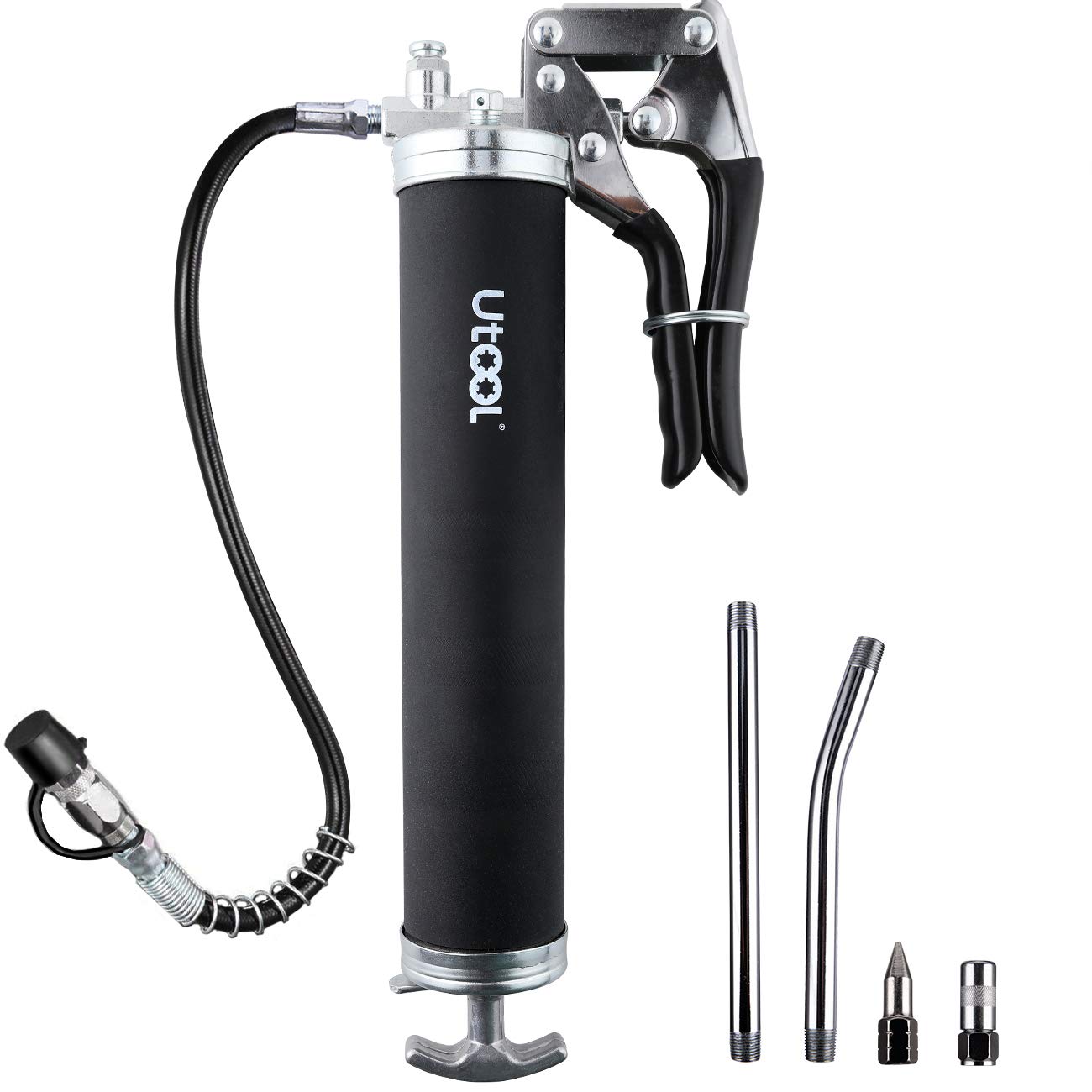UTOOL Grease Gun, 7000 PSI Heavy Duty Pistol Grip Grease Gun Set with 14 oz Load, 18 Inch Spring