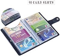 Vista 2 de boshiho Leather Credit Card Holder Business Card Case Book Style 90 Count Name ID Card Holder Book