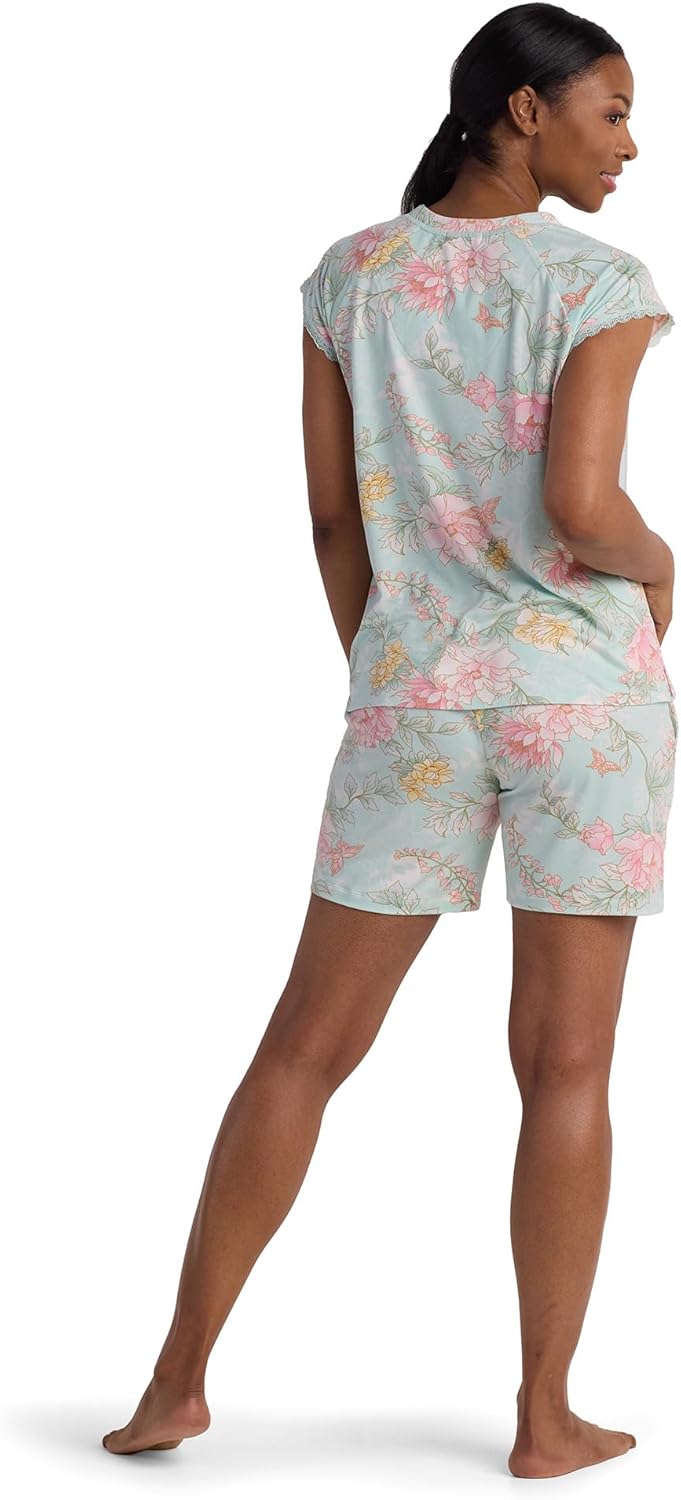 Miss Elaine 100% Cotton Knit Pajamas, Pockets, Cap Sleeves, Short Sleeves and Shorts Bottoms - Image 2