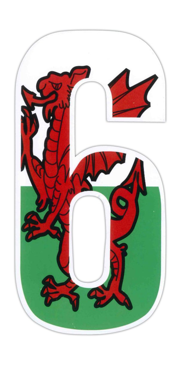 Wheelie Bin numbers Welsh Dragon 6