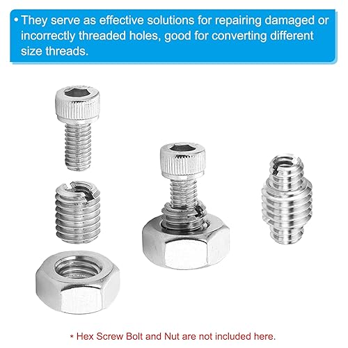 Miniatura 4 de PATIKIL Adaptadores de rosca, tuerca reductora de manga, 10 piezas M12* 1.75 macho a M8* 1.25 hembra Reparación Inserto Tuerca Reductor de tornillo