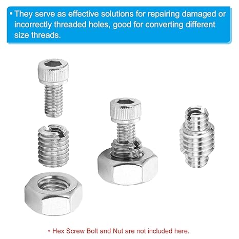 PATIKIL Thread Adapters Sleeve Reducing Nut, 10 Pcs M10x1.5 Male to M8x1.25 Female Repairing Insert Nut Screw Reducer Stainless Steel Fastener 20mm