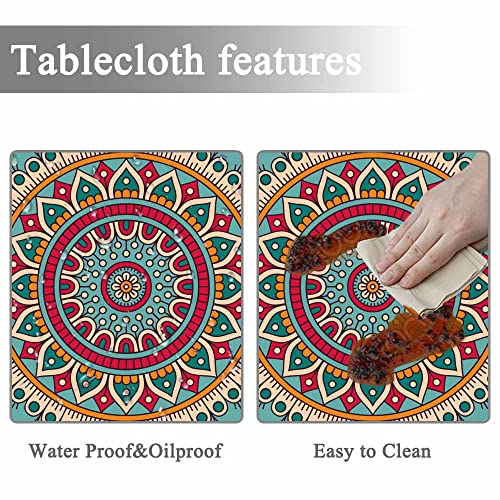 Yibeas Table Cloth Mandala Round Tablecloth 60 Inch Vintage Decorative Elements Oriental Pattern Tablecloths For Round Tables Small Round Tablecloth Table Cover For Outdoor #TOP1