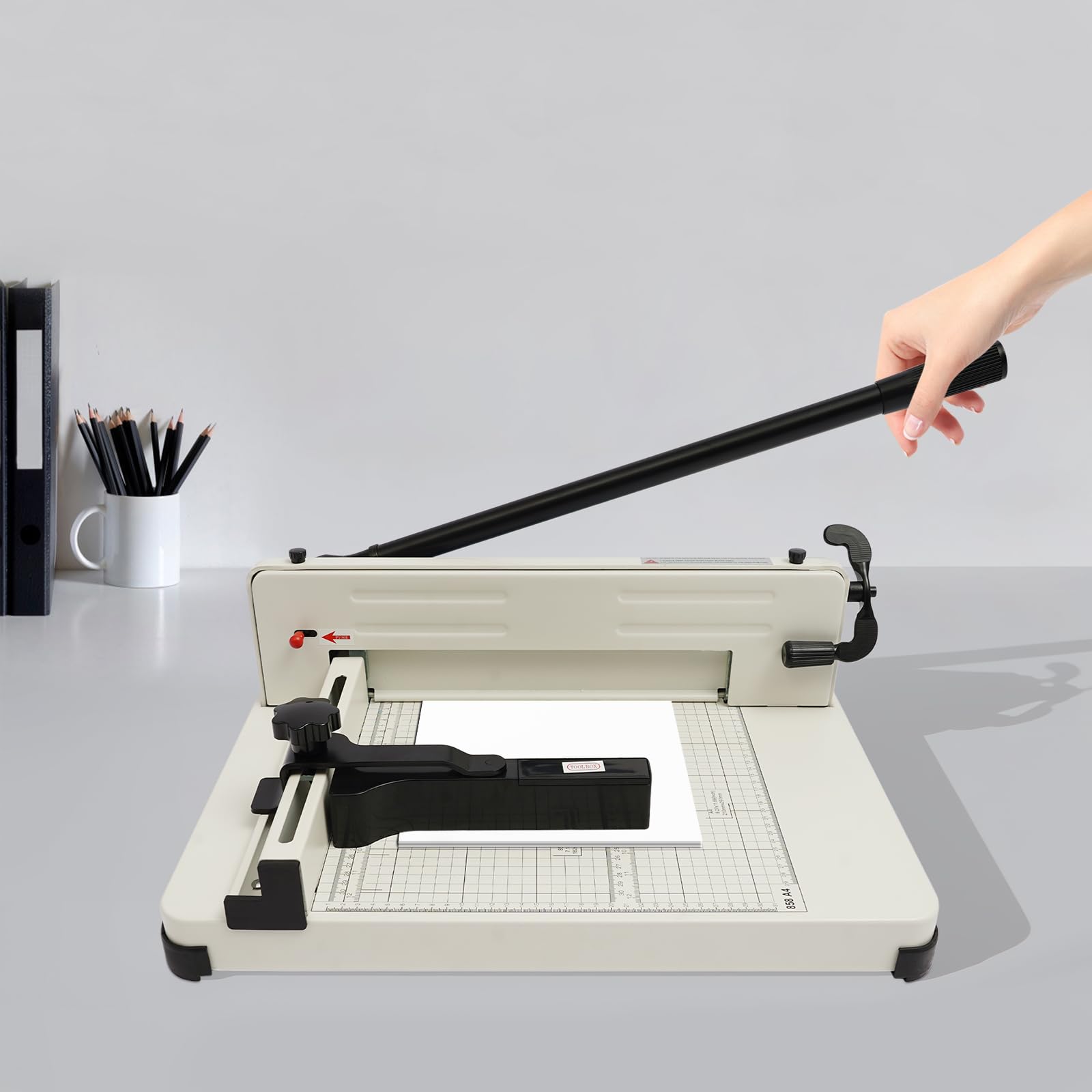 Taglierina industriale a guillotina, formato A4, fino a 400 fogli, taglierina manuale a leva, per ufficio e produzione di carta, foto, pelle e tessuto, beige