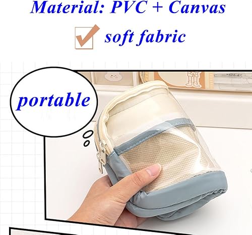 Miniatura 5 de Linda funda transparente para lápices, estuche Kawaii de gran capacidad con cremallera estética, organizador para mujeres, suministros de oficina,