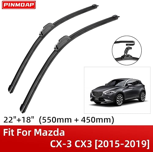 Miniatura 2 de 2 limpiaparabrisas delantero de 22 pulgadas y 18 pulgadas de repuesto para Mazda CX-3 CX3 2015-2019, limpiaparabrisas de equipo original, que cumple