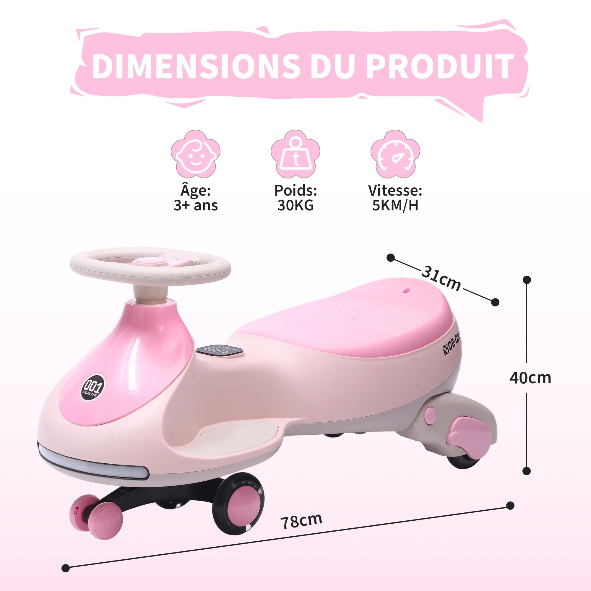 Acekool Voiture Électrique Enfant 12V 2-en-1 Twistcar -
