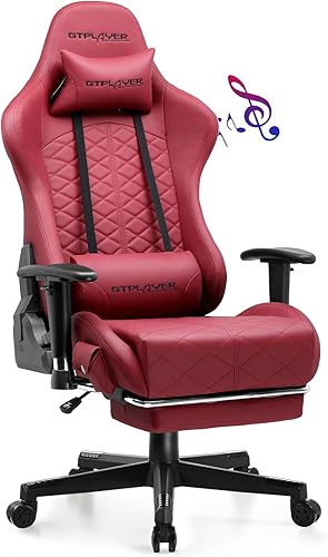 Gtplayer - Silla de oficina para juegos, silla de ordenador con altavoces Bluetooth, silla de escritorio ergonómica con respaldo alto, silla de