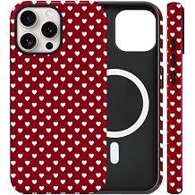Magnetic for iPhone 13 Pro Max Case Cute Love Heart Polka Dot Phone Case, Shockproof Slim TPU and Hard PC Protective Phone Cover Compatible with MagSafe Designed for Women Girls Love, Red