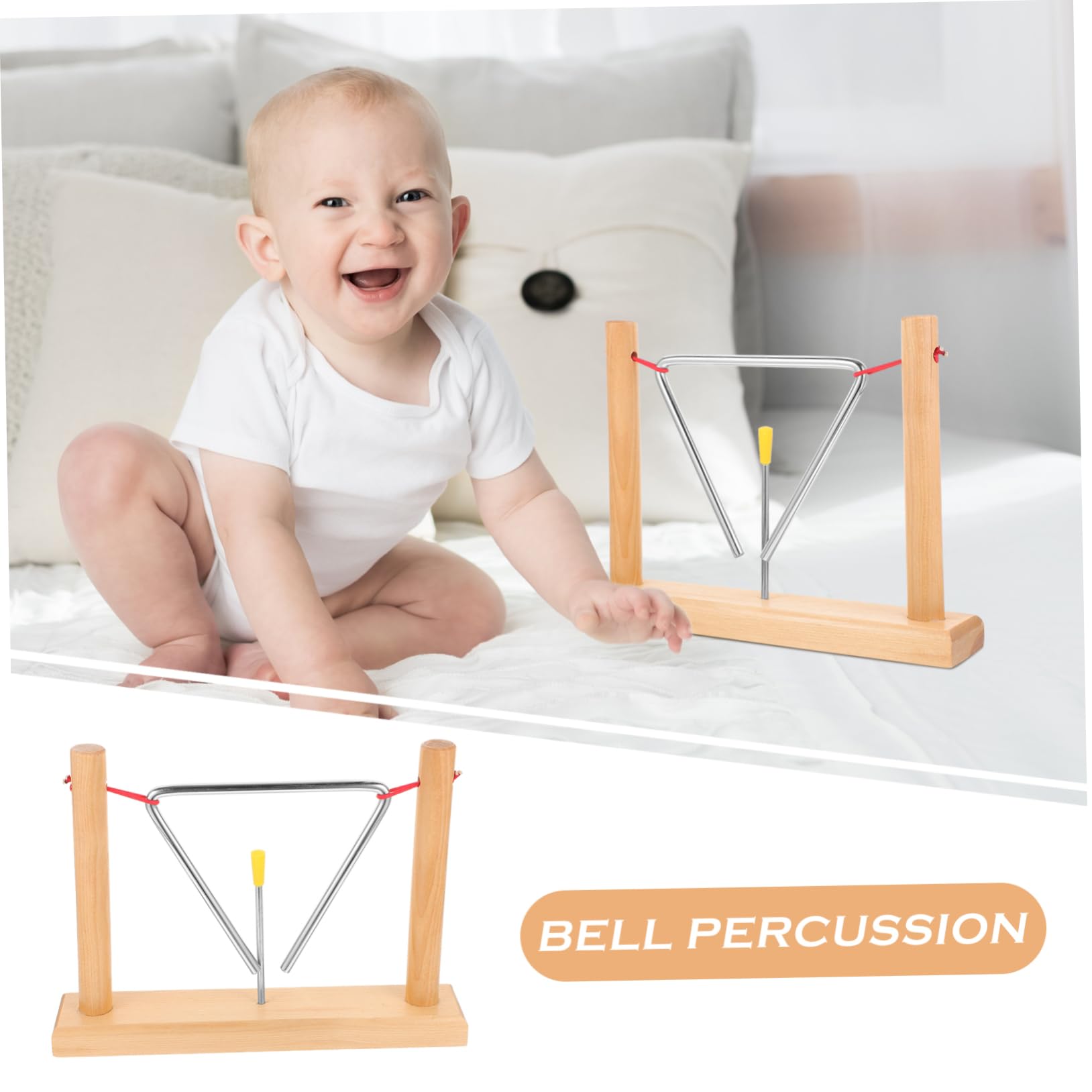 Instrument Triangle Musical Support Bois Lot de 2 sets de sets de Pièces | Baguettes Fournies, Bords Arrondis, Son Clair et Résonnant, Garçon et Filles et Débutants, Usage D’Apprentissage