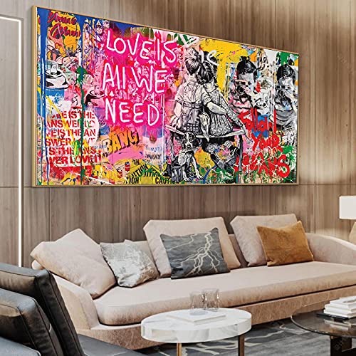 Graffiti Art peintures et impressions sur toile L'amour est tout KEBIA 40x80cm décor moderne