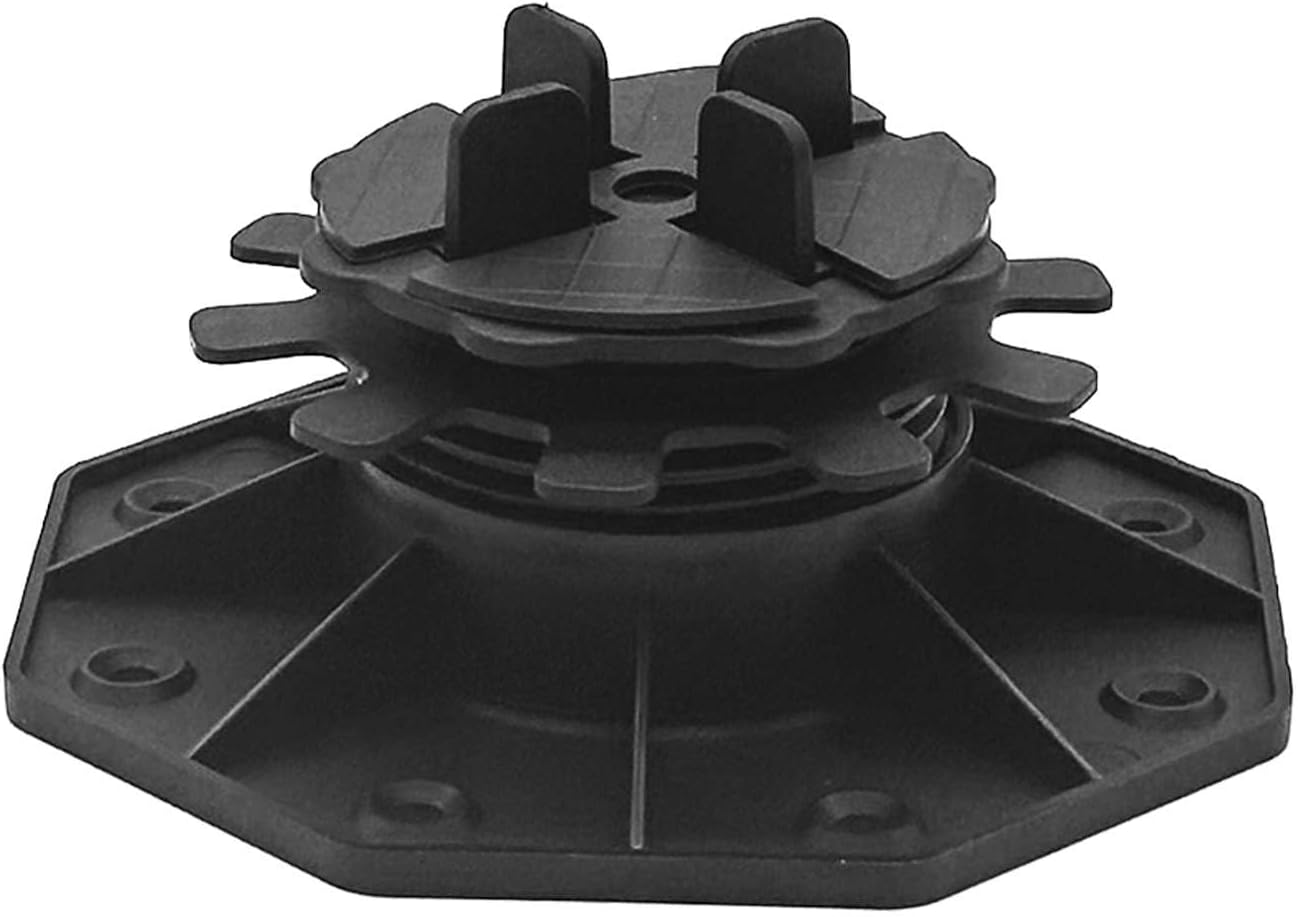 Nicoman Adjustable Tile & Paver Support Pedestal – Height Adjustable, Black Heavy-Duty Plastic, Paving Leveling & Drainage System (Tile Pedestal - 1 Pack, 28-60mm)