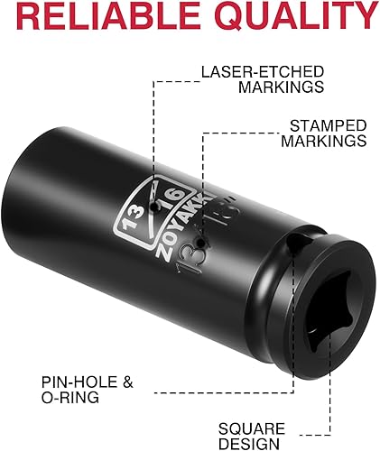 Miniatura 201 de Enchufe de impacto de 6 PT de 1/2" x 0.827 in de profundidad, CR-MO, 1/2 pulgada de accionamiento de 6 puntos para una fácil extracción