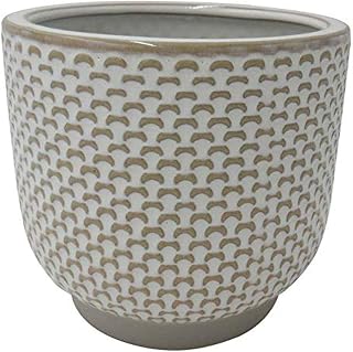 Amazon Brand – Stone & Beam Textured Stoneware Planter, 6.25" H, Ivory