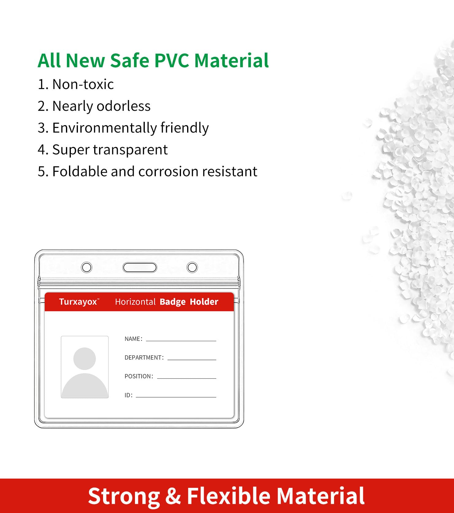 100 Pack Horizontal ID Badge Holders - Clear Plastic With Zipper For Lanyards