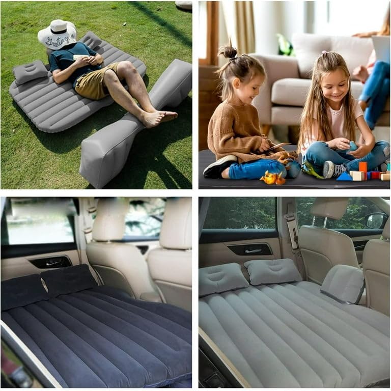 Image of Inflatable Car Bed Sofa Inflatable-Back Seat With-2 Air-Pillow & Air-Pump | Bed Car Inflatable Mattress Car Bed | Kids, Trips, Camping, Picnic, Universal Size