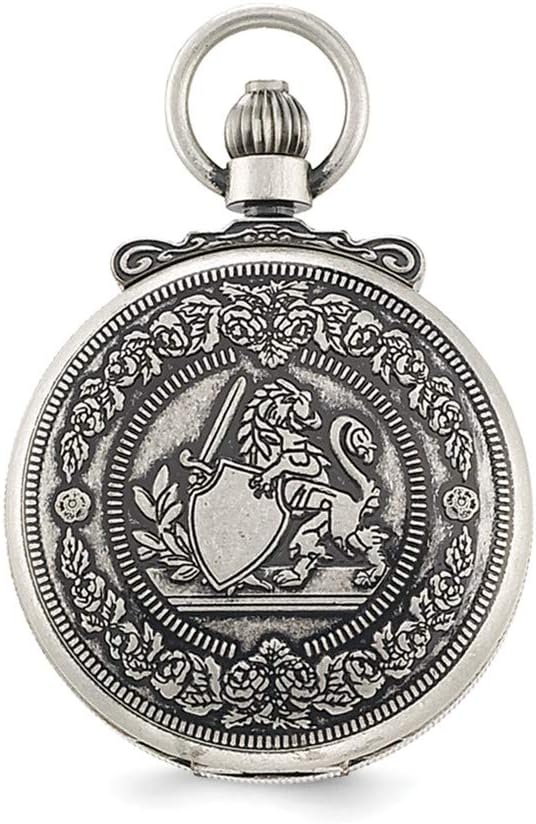 Sonia Jewels Charles Hubert Antique Chrome Finish Lion Crest Pocket Watch 14.5"