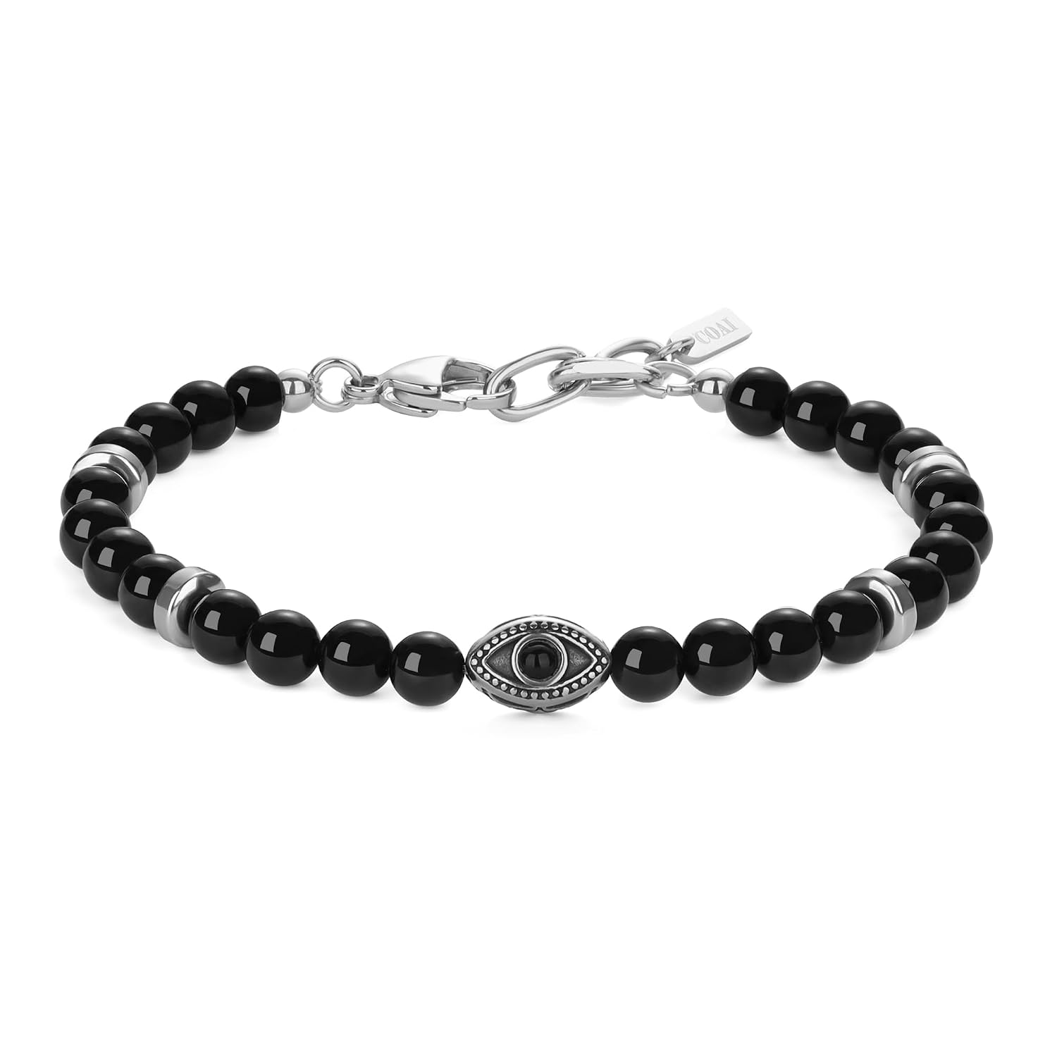 COAI Simple Beaded Bracelet for Men, 6mm Gemstone Beads Healing Evil Eye Bracelet for Men