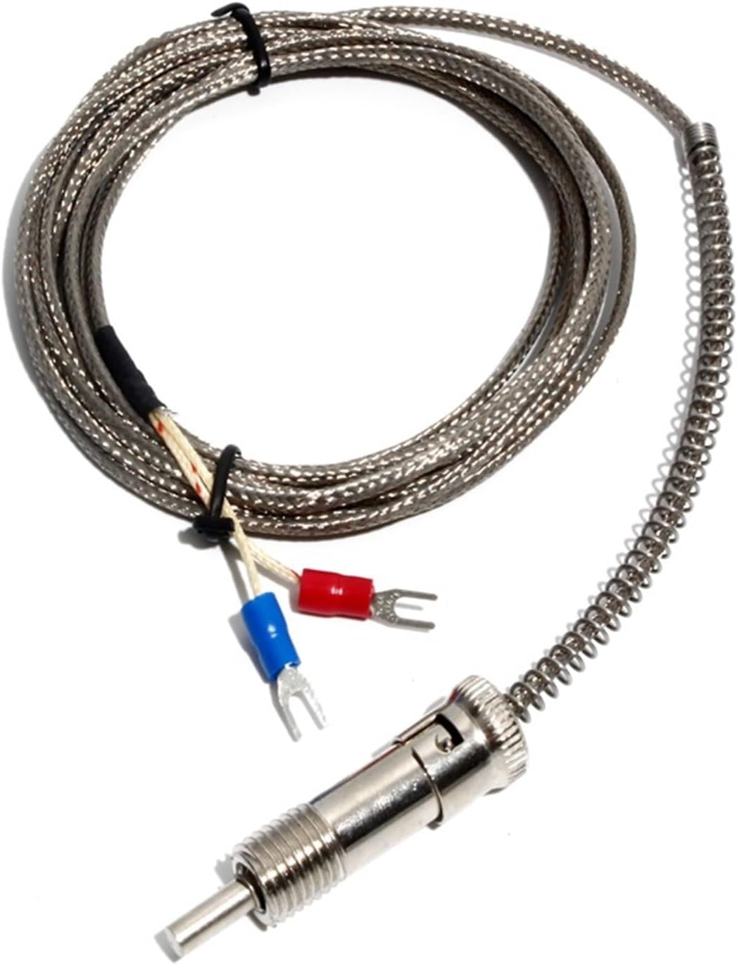 Stainless Steel Temperature Sensor Thermocouple Type K/J/E with Bayonet Compression Spring 1M/2M/3M/4M/5M(E Type,Cable 5M)