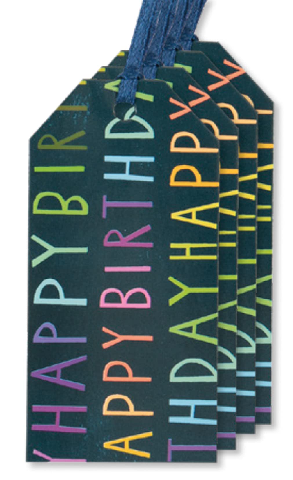 Glick Luxury Gift Tags, Pack of 4 Navy Happy Birthday Text Gift Tags, for use in Gift Wrapping